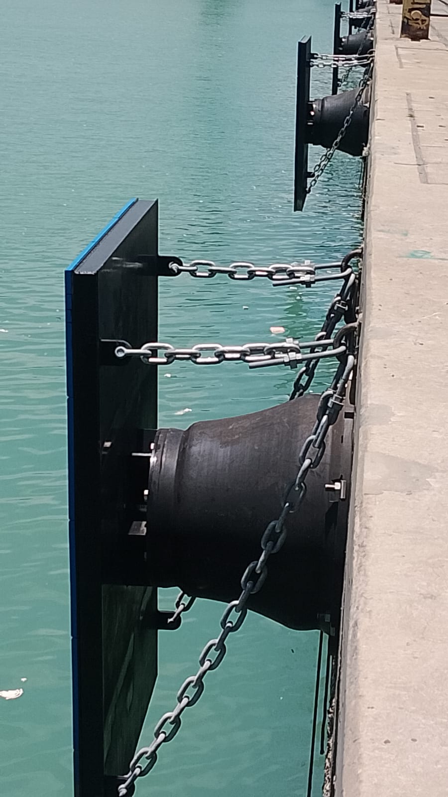 Whale marine completed the installation of 34 units cone fender Whale marine completed the installation of 34 units cone fender